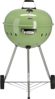 Runder Holzkohlegrill, Kugelgrill 54cm mit Thermometer, grün