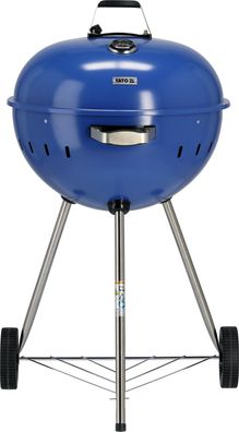 Runder Holzkohlegrill, Kugelgrill 54cm mit Thermometer, blau