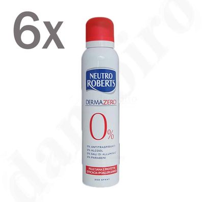 NEUTRO Roberts Derma Zero deo body spray deodorant 6x 150 ml - ohne Alkohol