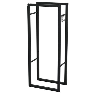 HAGO® Kaminholzregal verstellbar Feuerholzständer Stahl Schwarz Bodenschoner