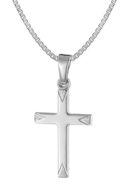trendor Schmuck Kreuz Weißgold 333 / 8 Karat Anhänger 18 mm mit Silberkette 41085