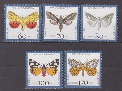 BRD 1992 postfrisch MiNr.1602-1606 Für die Jugend Gefährdete Nachtfalter