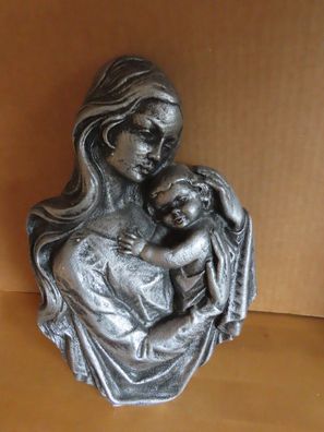 Wanddeko D3 Wandbild Metall Mutter mit Kind silbern/schwarz ca. 34,5 cm H