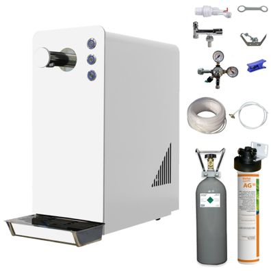 Tafelwasserzapfanlage Sprudelwassergerät BieTal® BT-15 SET weiss mit Filter
