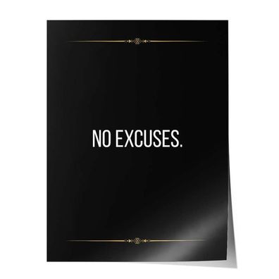 Poster Leinwandbild Arbeitszimmer Büro Fitness Sport Motivation Spruch Zitat schwarz