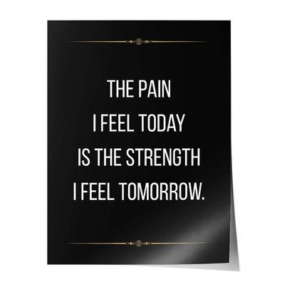 Poster Leinwandbild Arbeitszimmer Büro Fitness Sport Motivation Spruch Zitat schwarz