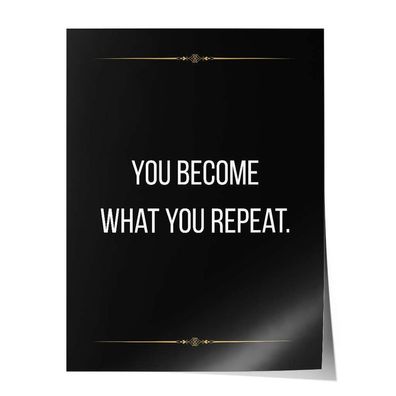 Poster Leinwandbild Arbeitszimmer Büro Fitness Sport Motivation Spruch Zitat schwarz