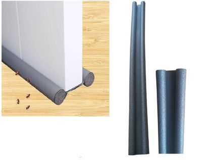 Michelino Zugluftstopper mit Doppeldichtung in Schwarz 96x3 cm indivdiduell anpassbar