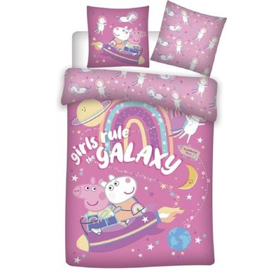 Peppa Pig Bettwäsche Set Bettbezug 140x200cm und Kissenbezug 63x63cm für Kinderzimmer