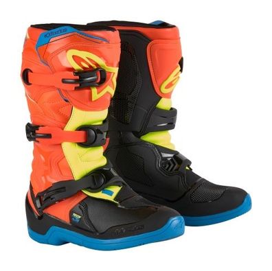 Kindercrossstiefel Alpinestars Tech 3S Blau Schwarz Orange Gelb Fluo 2025