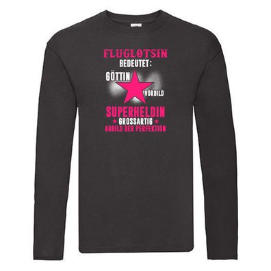 Superheldin: Fluglotsin | Flughafen | Flugverkehr | Spruch Long Sleeve Schwarz