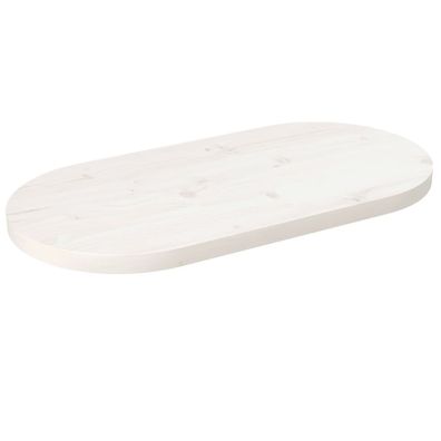 vidaXL Tischplatte Weiß 80x40x2,5 cm Massivholz Kiefer Oval