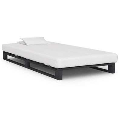 vidaXL Palettenbett Grau Massivholz Kiefer 90×200 cm
