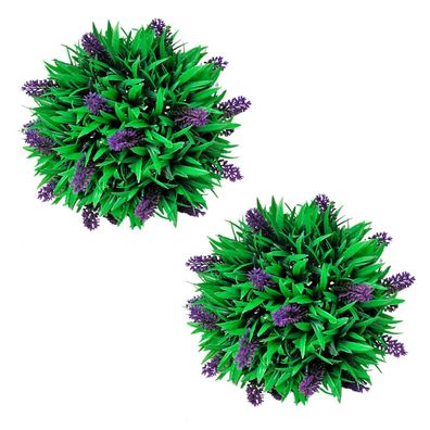 vidaXL Buchsbaumkugel mit Lavendel 2 Stk. Künstlich 28 cm