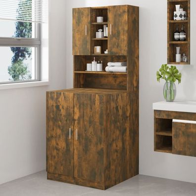 vidaXL Waschmaschinenschrank Räuchereiche Holzwerkstoff