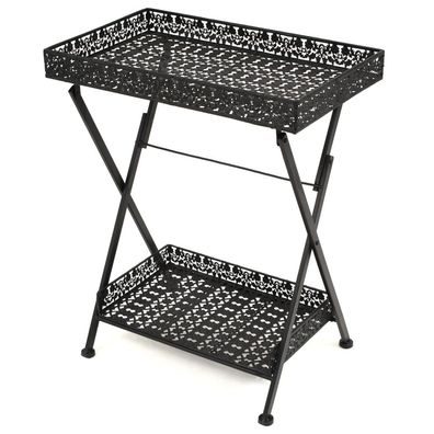 vidaXL Beistelltisch Klappbar Vintage Metall 58 x 35 x 72 cm Schwarz