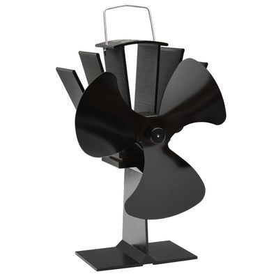 vidaXL Ofenventilator Wärmebetrieben 3 Blätter Schwarz