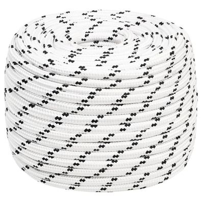 vidaXL Bootsseil Geflochten Weiß 14 mmx25 m Polyester