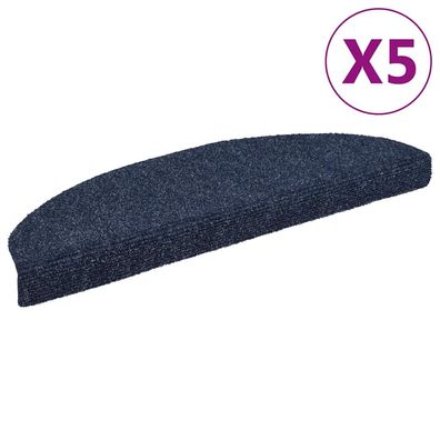 vidaXL Stufenmatten Selbstklebend 5 Stk. 65x21x4 cm Blau Halbrund Groß
