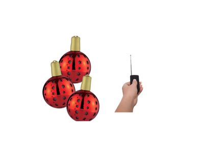 3x Lichterglanz LED Weihnachtsbaum Kugel Baum Schmuck beleuchtet kabellos rot