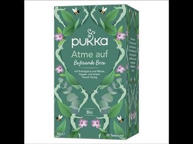 Pukka 6x Pukka Bio-Kräutertee Atme Auf, mit Eukalyptus und Minze, 20 Teebeutel
