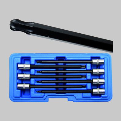 Bit-Einsatz-Sortiment T-Profil (für Torx) mit Kugelkopf T10-T40, Antrieb (1/4")