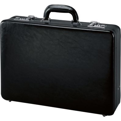 Alassio Attachkoffer Taormina Leder schwarz Echtleder Glanzoptik Velours 41033