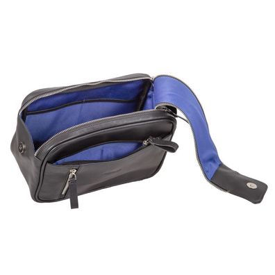 Alassio Kulturtasche SALINA Waschbeutel Kulturbeutel Washbag Leder schwarz 47036