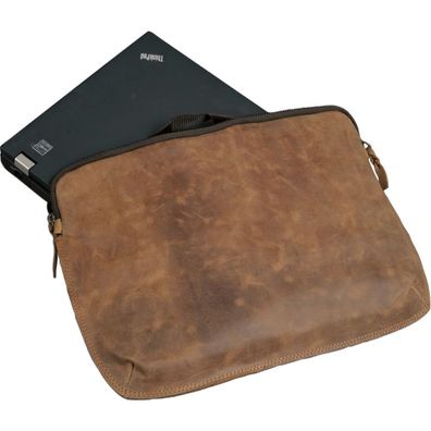 Alassio Laptohélle STYLE 15,6 Zoll Notebook Hélle Laptoschutzhélle Leder braun 601360