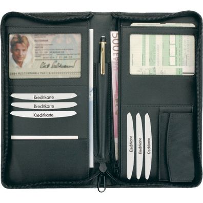 Alassio Reiseorganizer RFID Tickettasche Reisedokumente Nappaleder schwarz 41002