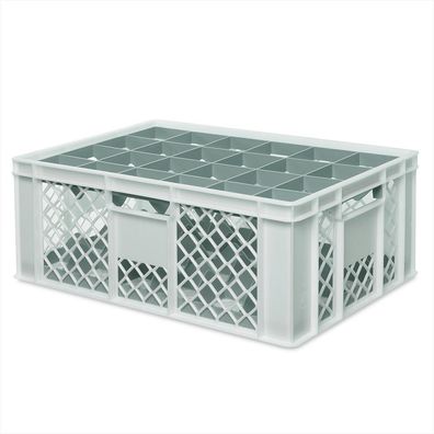 Gläserkiste 600x400 mm für 24 Gläser bis 205 mm Höhe/Durchmesser 87 mm, weiß