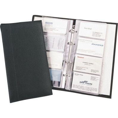Alassio Visitenkarten-Ringbuch Visitenkartenetui Ringbuch Leder schwarz 44007