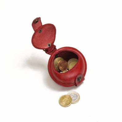 MIKA Geldbörse klein mit Karabiner Schlésselanhänger Sattelleder rot 28063804