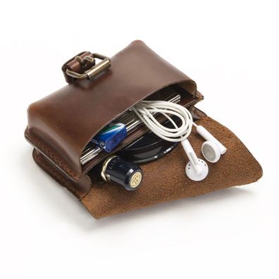MIKA Gérteltasche S-Querformat Bauchtasche Sattelleder dunkelbraun matt 28060422