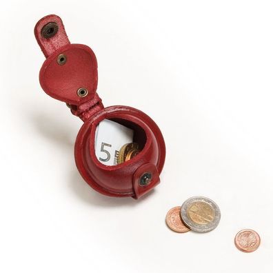 MIKA Mini Geldbörse mit Karabiner Schlésselanhänger Sattelleder rot 28071104