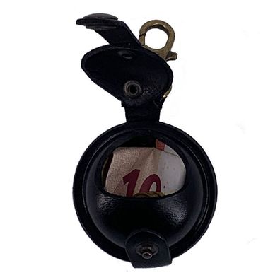 MIKA Mini Geldbörse mit Karabiner Schlésselanhänger Sattelleder schwarz 28071101