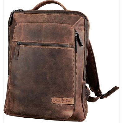 Pride and Soul Business Rucksack JESTER Schulrucksack Backpack Leder braun 47199