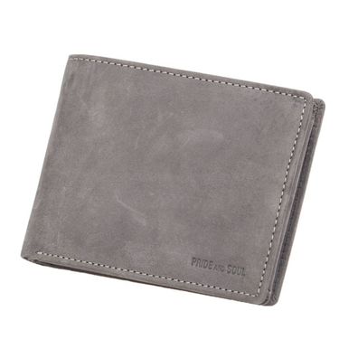PRIDE and SOUL Geldbörse Querformat RFID Geldbeutel Herrenbörse Leder grau 47254