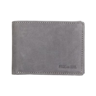 PRIDE and SOUL Mini Geldbörse Querformat RFID Herrengeldbörse Leder grau 47255