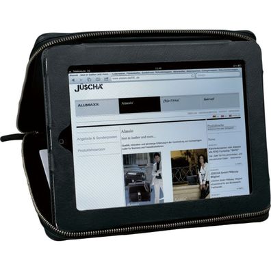 Pride&Soul Tablet Hélle FLUSH mit Aufstellfunktion Nappaleder schwarz-grau 41102