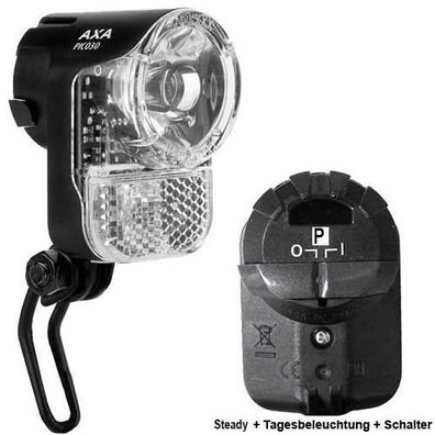 Dynamo-Scheinwerfer PICO30 Steady Switch, Axa, LED, schwarz, lose, Axa, 916470