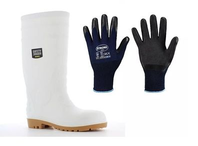 Metzgerstiefel S4 Fleischerschuhe weiß 36-48 PVC/ Nitril Gummistiefel Stiefel