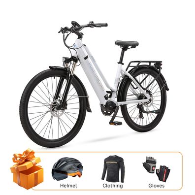 Elektrofahrrad mit Gepäckträger für Damen und Herren mit 500W 672Wh 27,5 Zoll E-bike