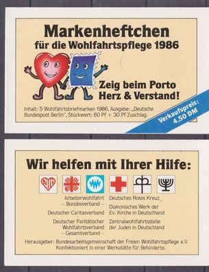 Berlin 1986 postfrisch Caritas Wohlfahrts Markenheftchen mit MiNr. 766