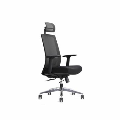 Ergonomischer Netz-Bürostuhl mit Kopfstütze, Lendenstütze und 3D-Armlehnen, schwarz