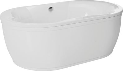 Schröder Badewanne Oval Glorus 190x110x49,5 cm weiß, Schürze u. Ab- u.Überlaufgar