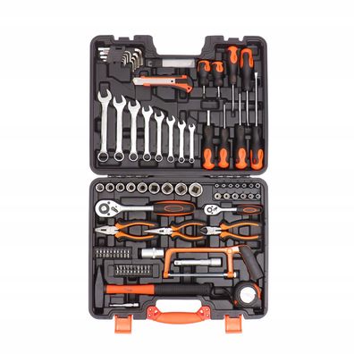 89 Teiliges Werkzeug-Set Umschlatknarre, Schraubendreher, Zangen, Hammer, Säge