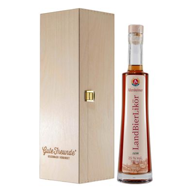 Allersheimer Landbier-Likör mit Geschenk-Holzkiste
