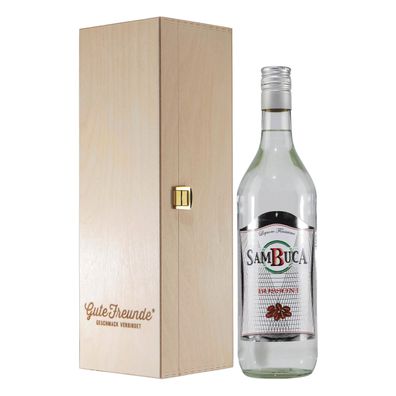 Bussoni Sambuca Anislikör mit Geschenk-Holzkiste