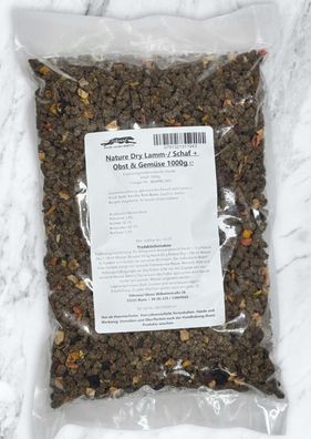 Trocken-BARF: NATURE DRY Lamm/Schaf & Gemüse 1kg